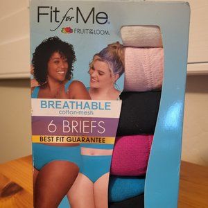 Fit For Me By Fruit Of The Loom Womens Multicolor Cotton Brief Panties Size 12